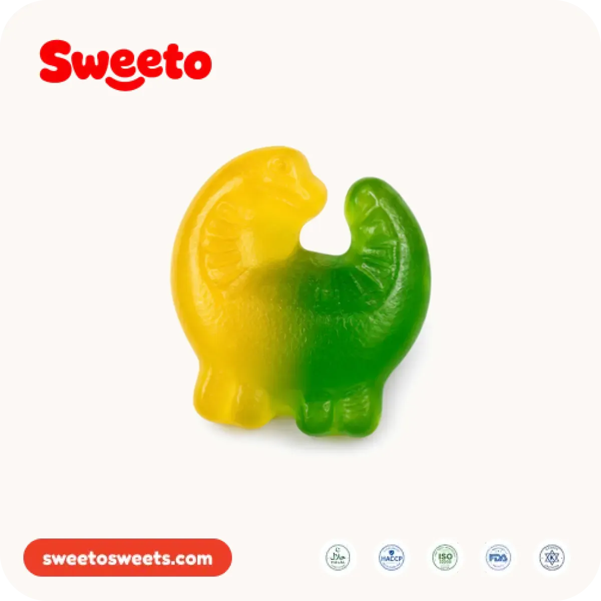 Dual-color dinosaur gummy from Sweeto Sweets