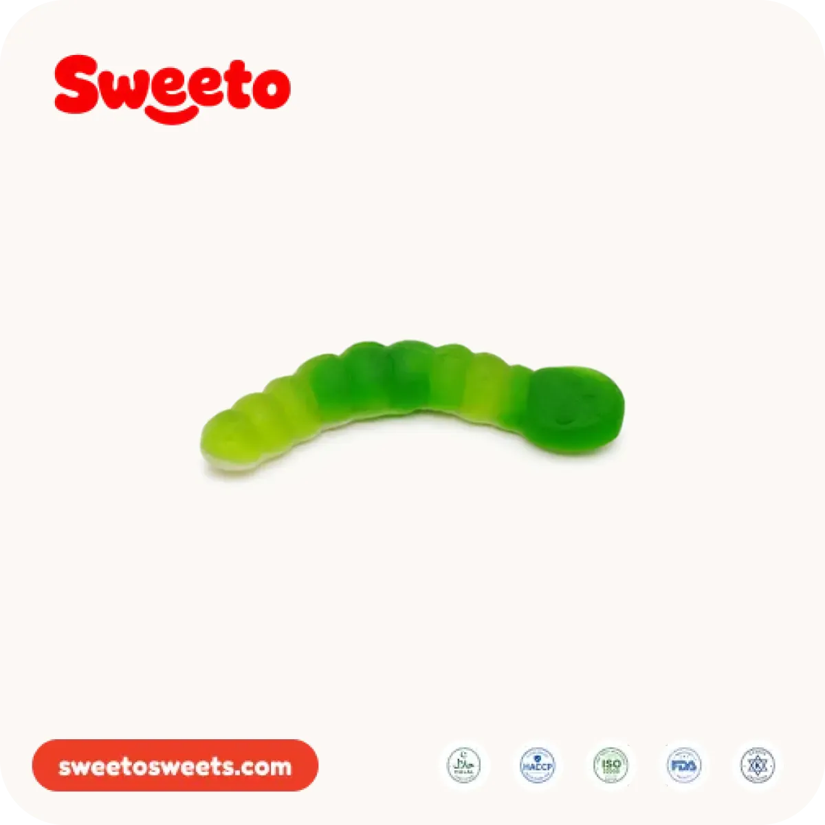 Green worm gummy in bright green