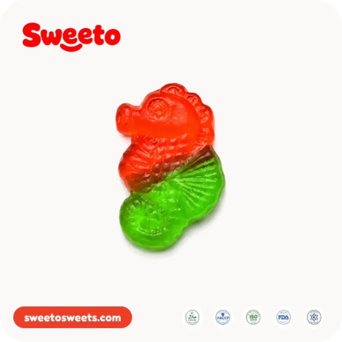 Seahorse gummy in ocean-tone colors