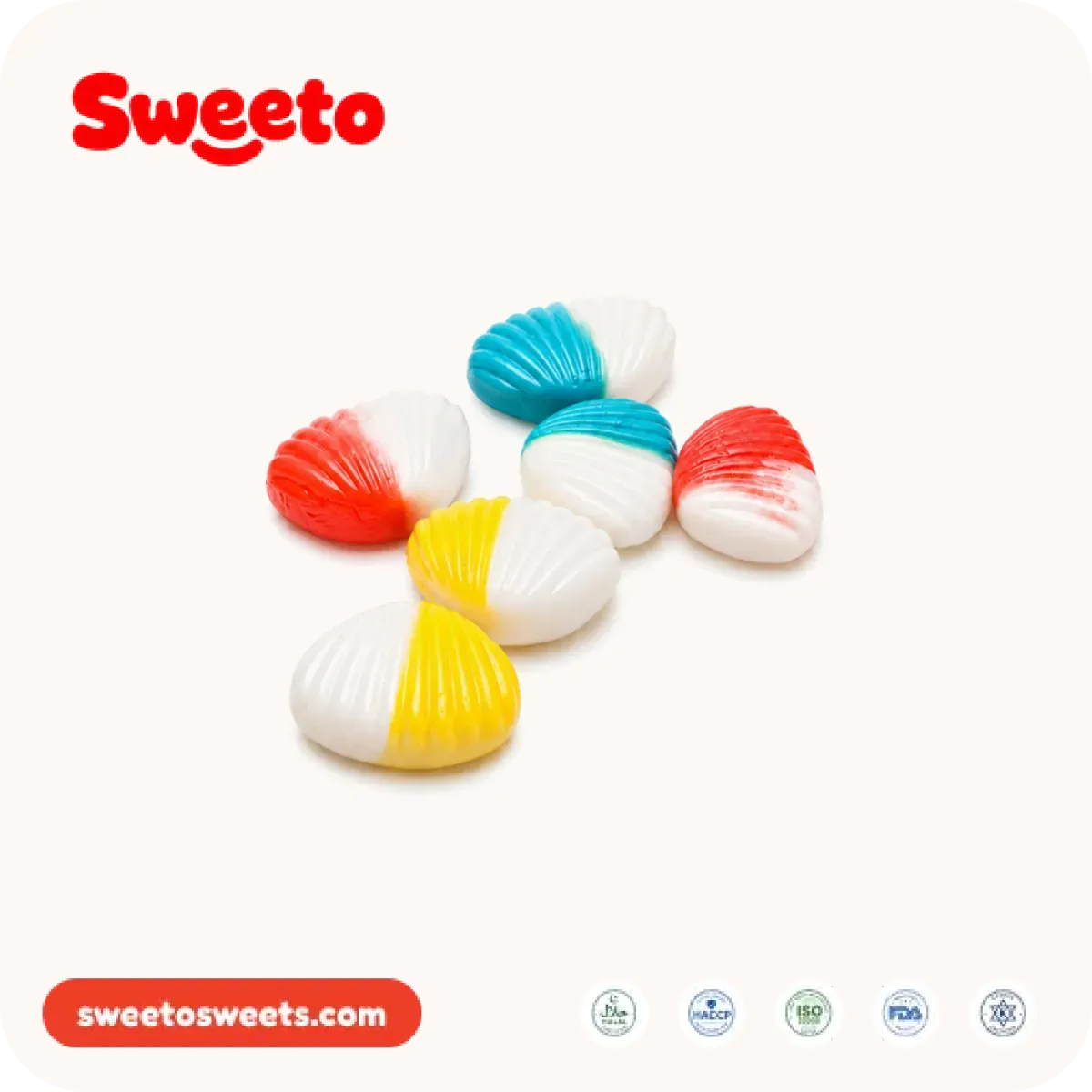Giant seashell gummies in pastel colors