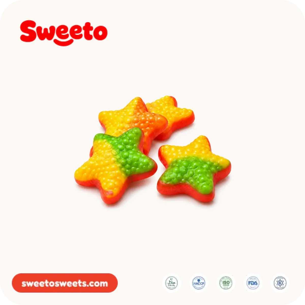 Sweeto Sweets giant yellow and orange bear/star gummies