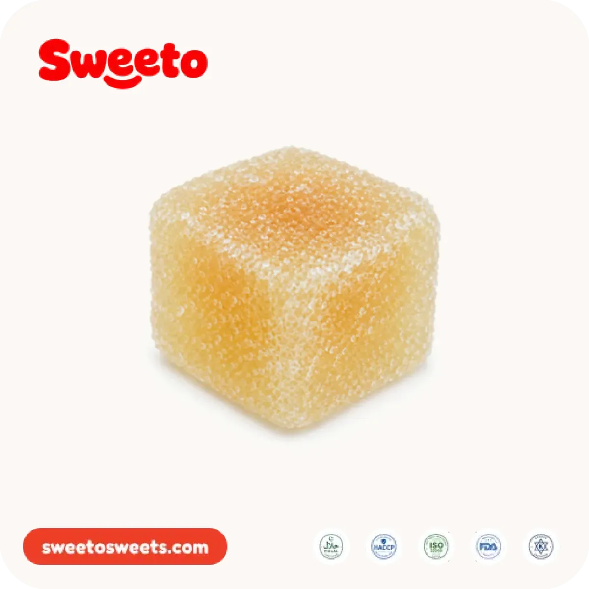 Sanded yellow gummy cube from Sweeto Sweets