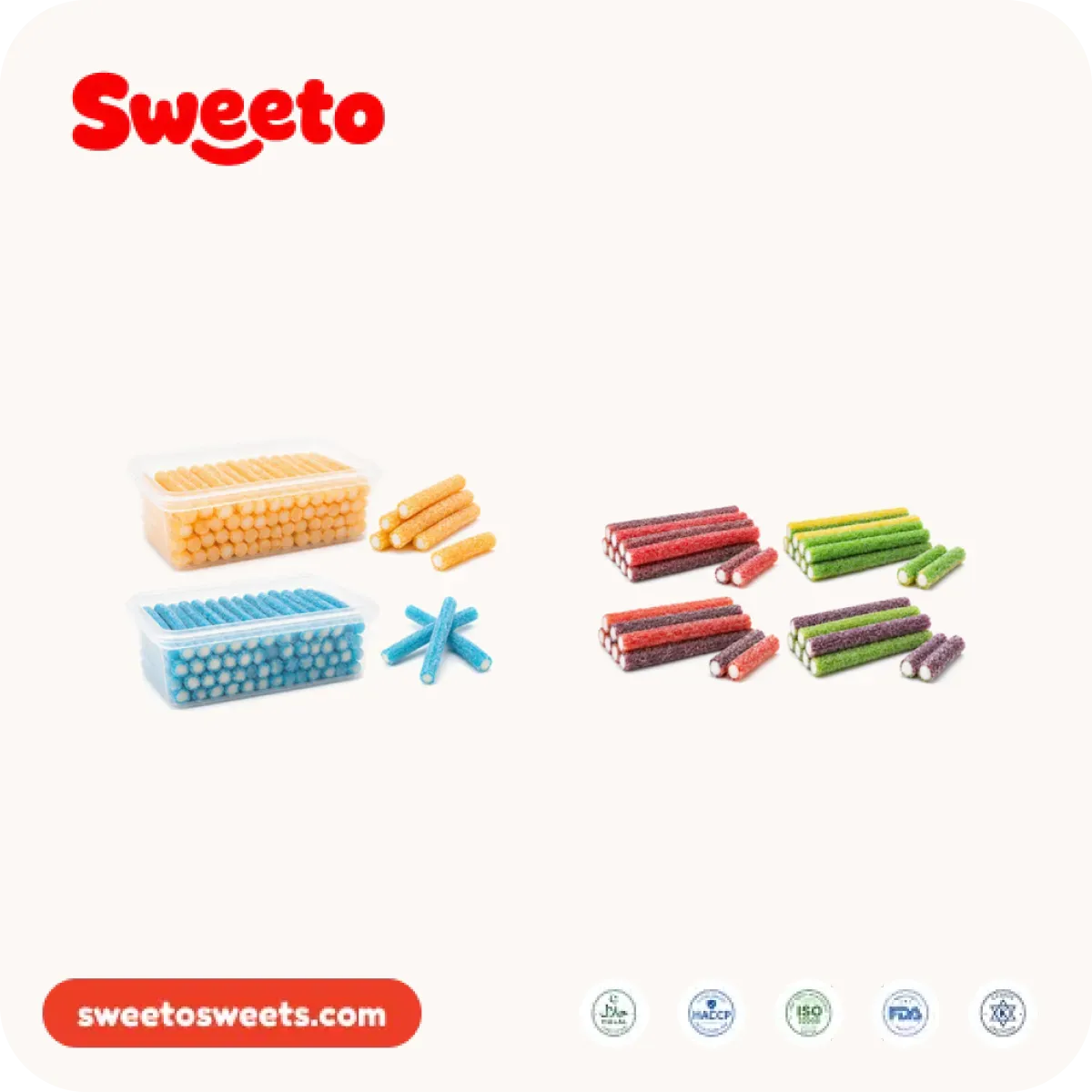 Rainbow sour gummy ropes from Sweeto Sweets