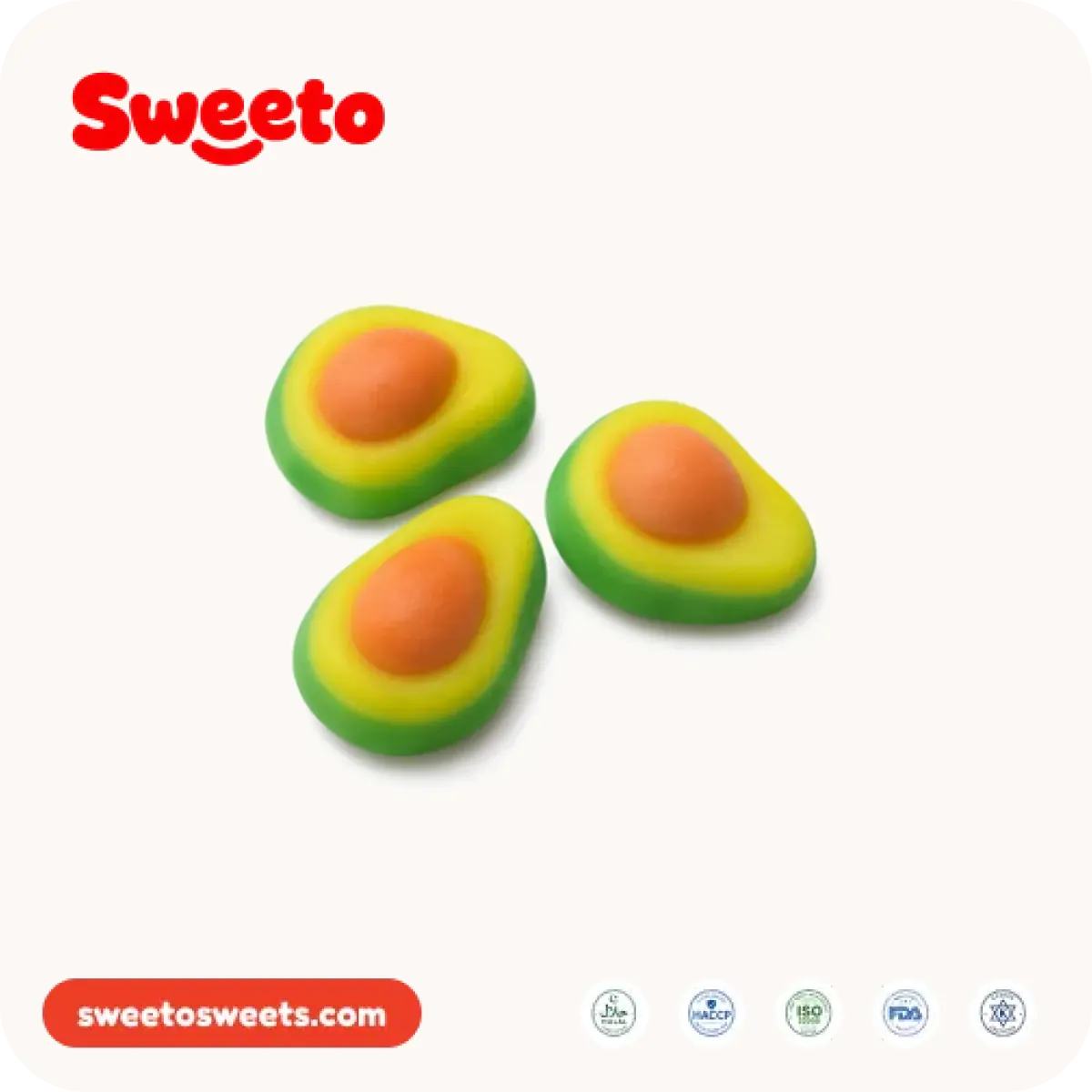 Avocado gummies from Sweeto Sweets
