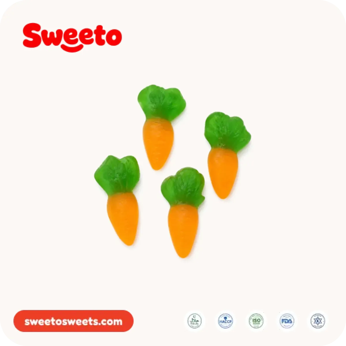 Carrot gummies from Sweeto Sweets