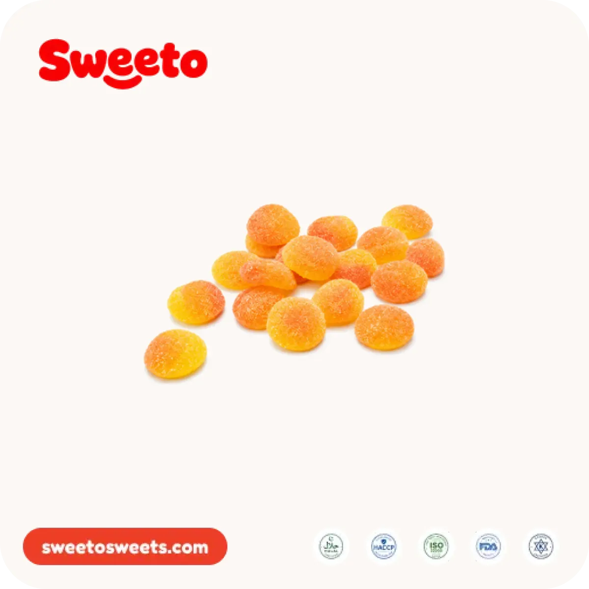 Peach gummies from Sweeto Sweets