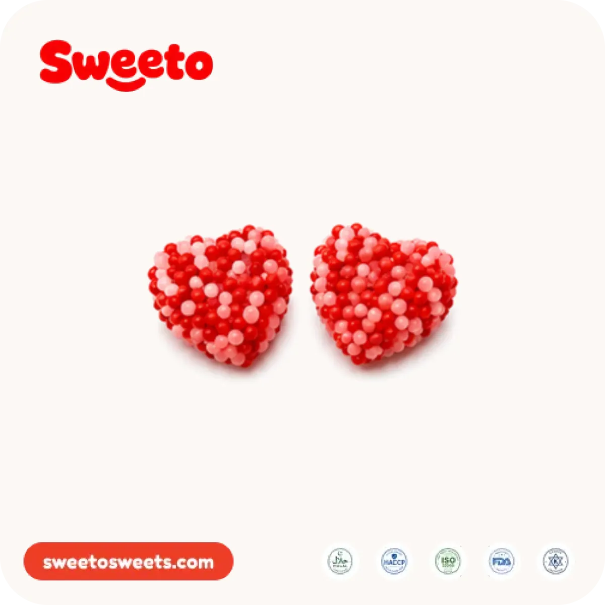 Raspberry heart gummies from Sweeto Sweets