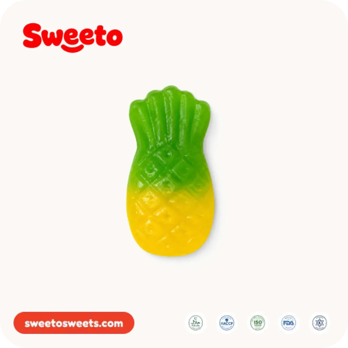 Two-tone pineapple gummies from the Sweeto Sweets fruit mix
