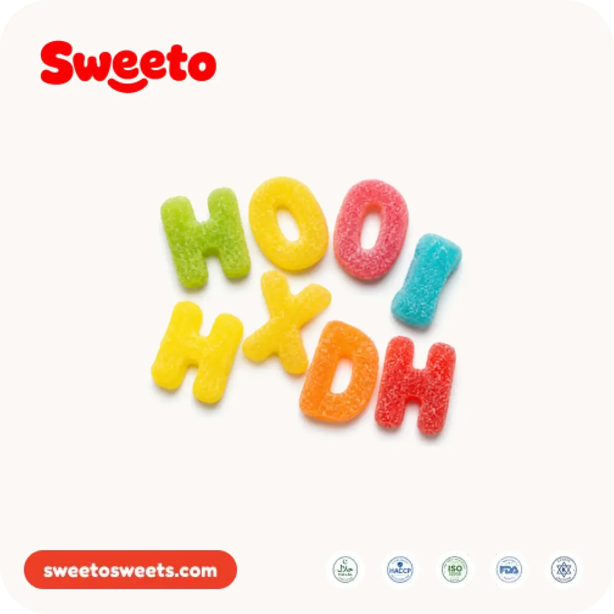 Sanded alphabet letter gummies from Sweeto Sweets