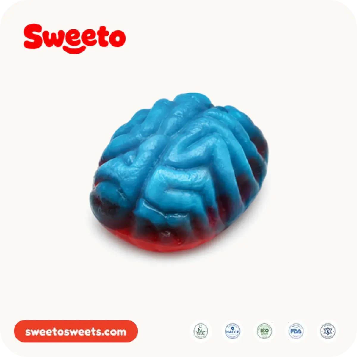 Blue brain gummies from Sweeto Sweets moulded in full surface relief