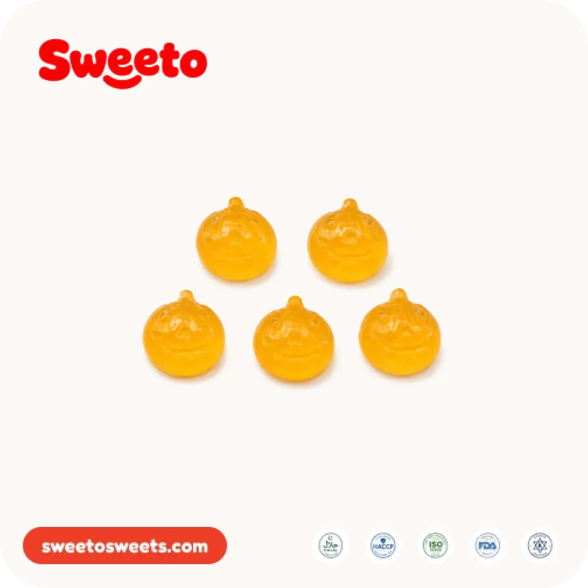 Orange pumpkin gummies from Sweeto Sweets for the Halloween season