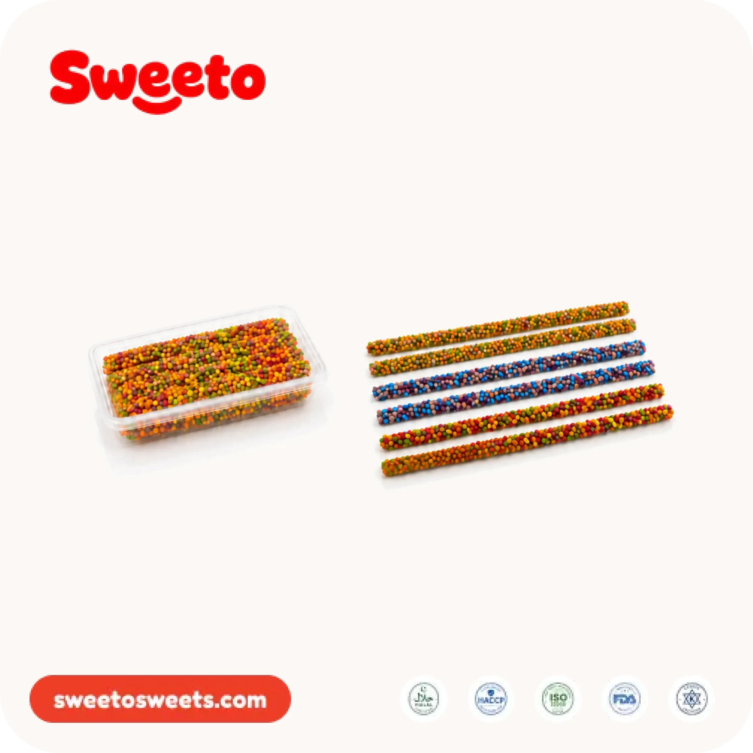 Rainbow crystal sugar gummy ropes from Sweeto Sweets