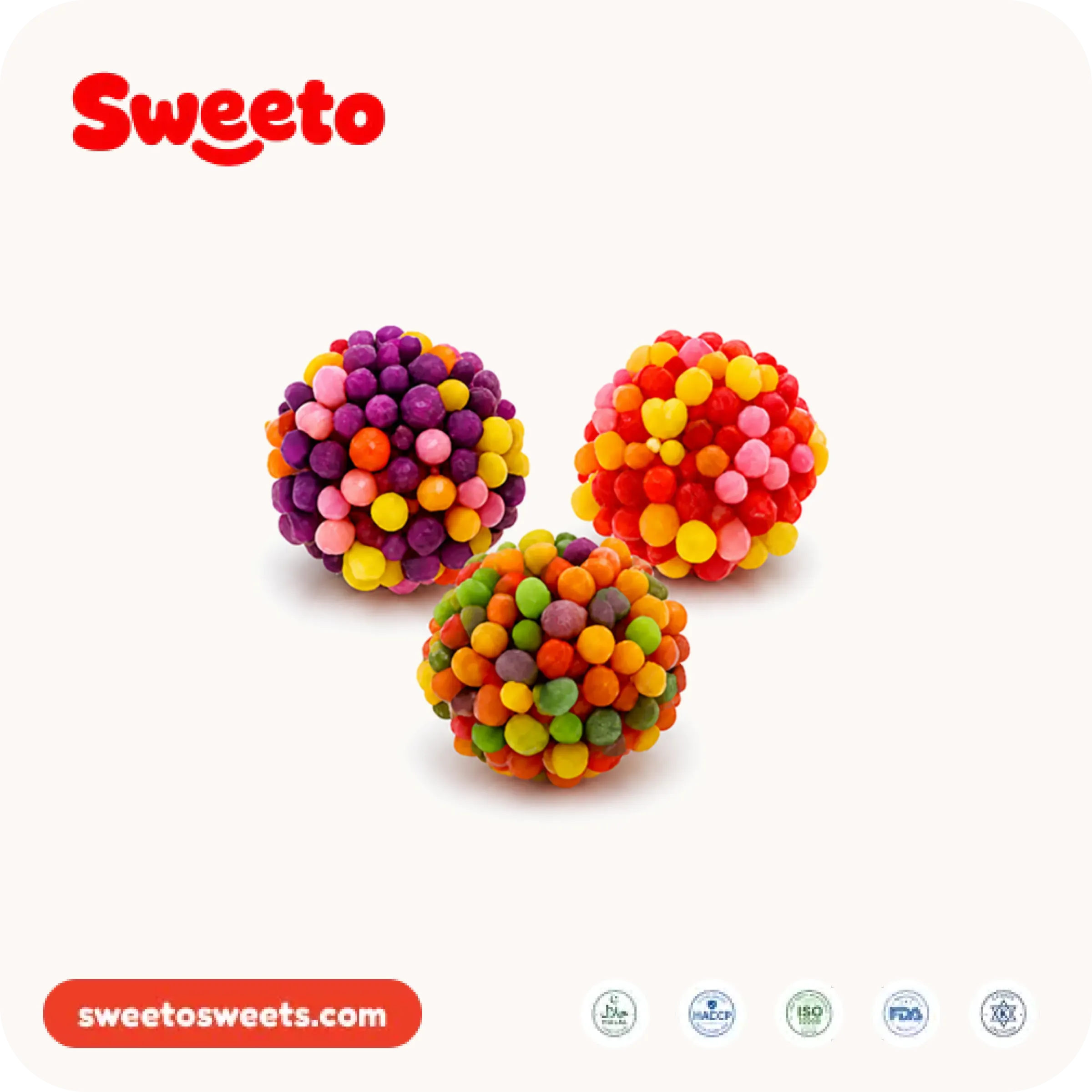 Clusters de gominola con perlas de azúcar de Sweeto Sweets en colores surtidos