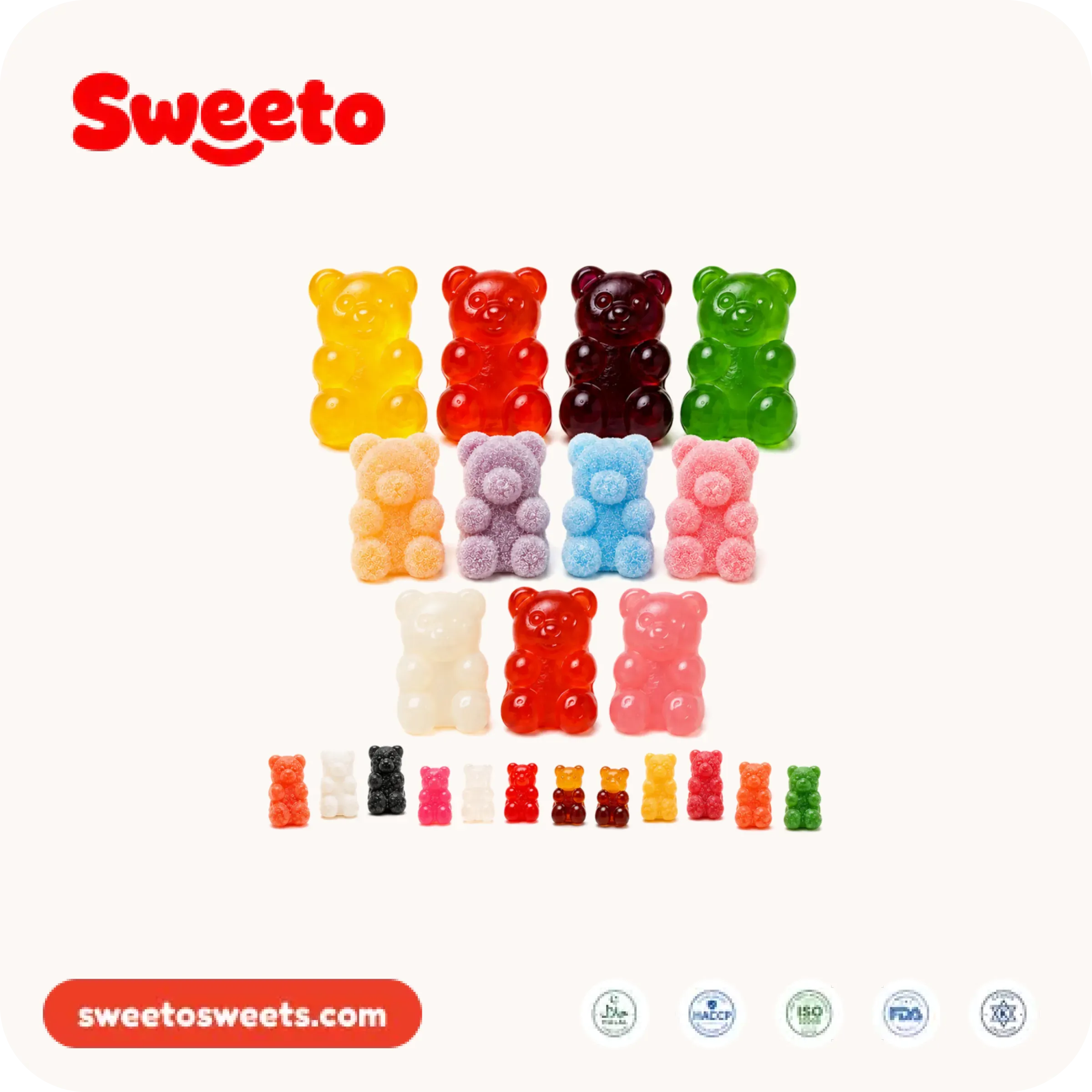 Ositos de gominola a granel de Sweeto Sweets en formatos brillante, azucarado y mini en colores surtidos