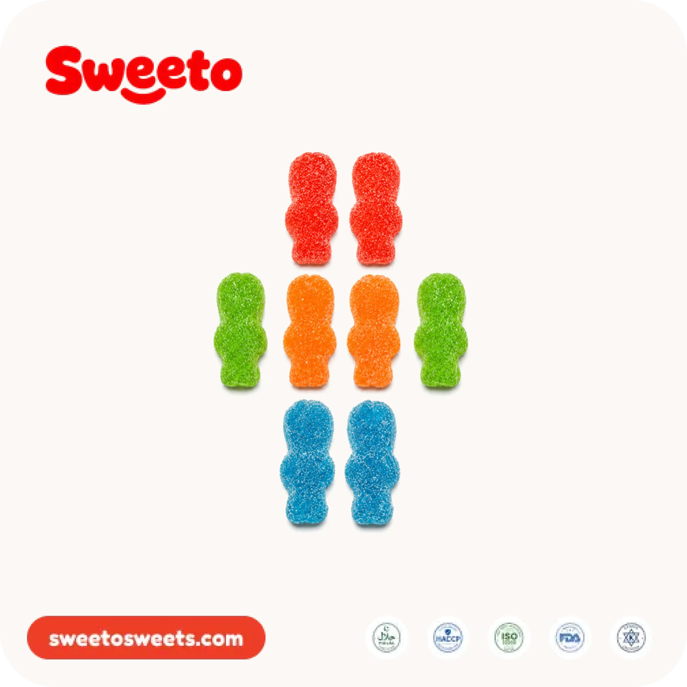 حلوى رائد فضاء هلامية مغطاة بالسكر المحبب من Sweeto Sweets بألوان متنوعة