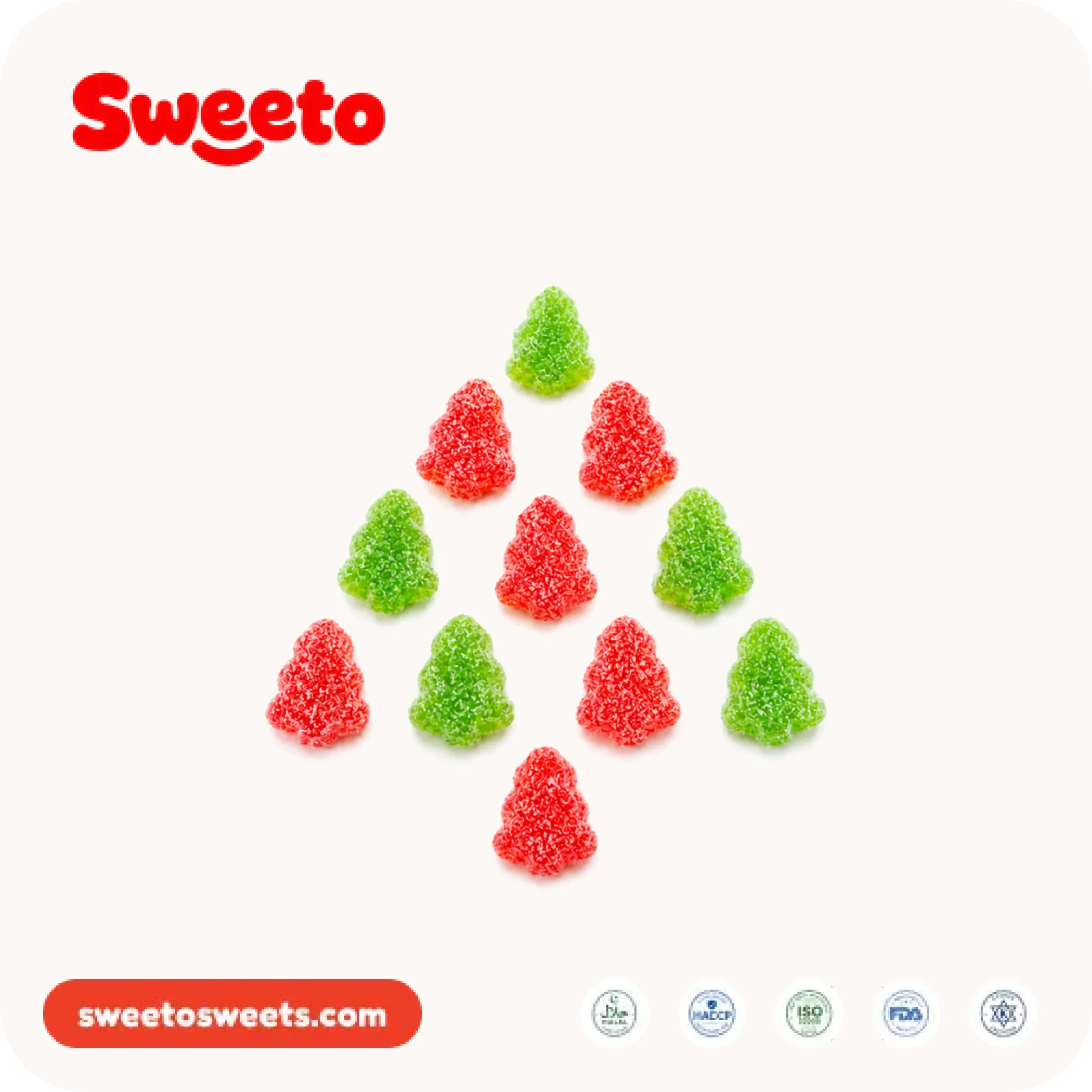 حلوى هلامية على شكل شجرة عيد الميلاد من Sweeto Sweets باللونين الأحمر والأخضر