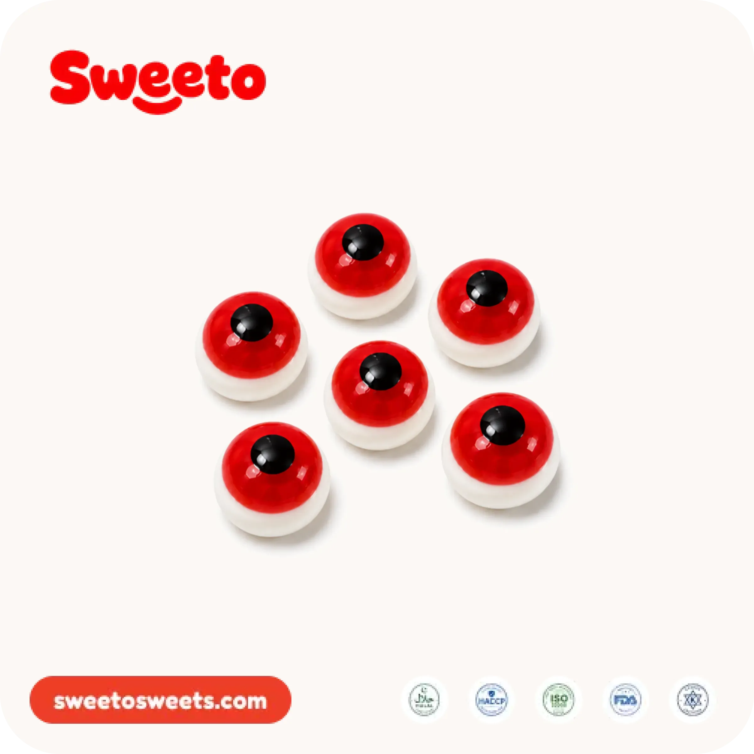حلوى هلامية على شكل عين حمراء من Sweeto Sweets لتشكيلات الهالوين