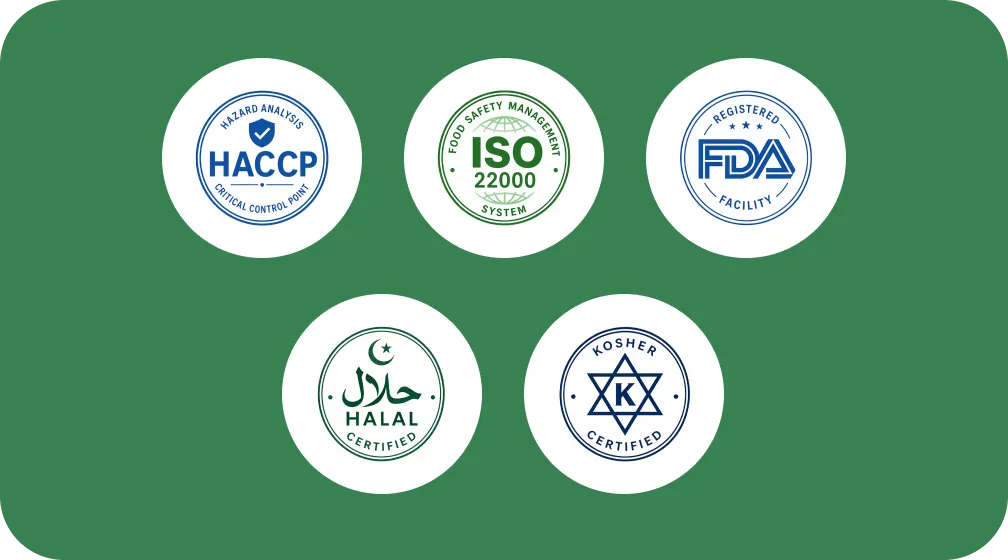 Sweeto gummy factory certificates — HACCP, ISO 22000 and Halal, plus FDA facility registration