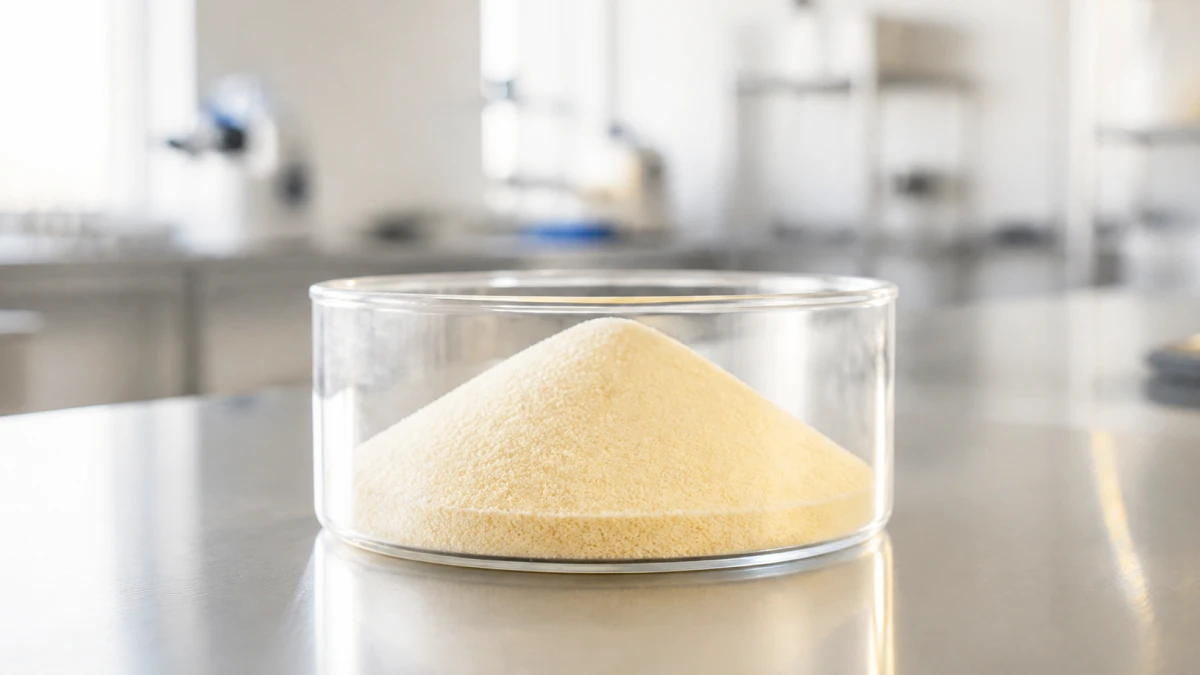 Food-grade gelatin povder samples with halal and kosher certification documents