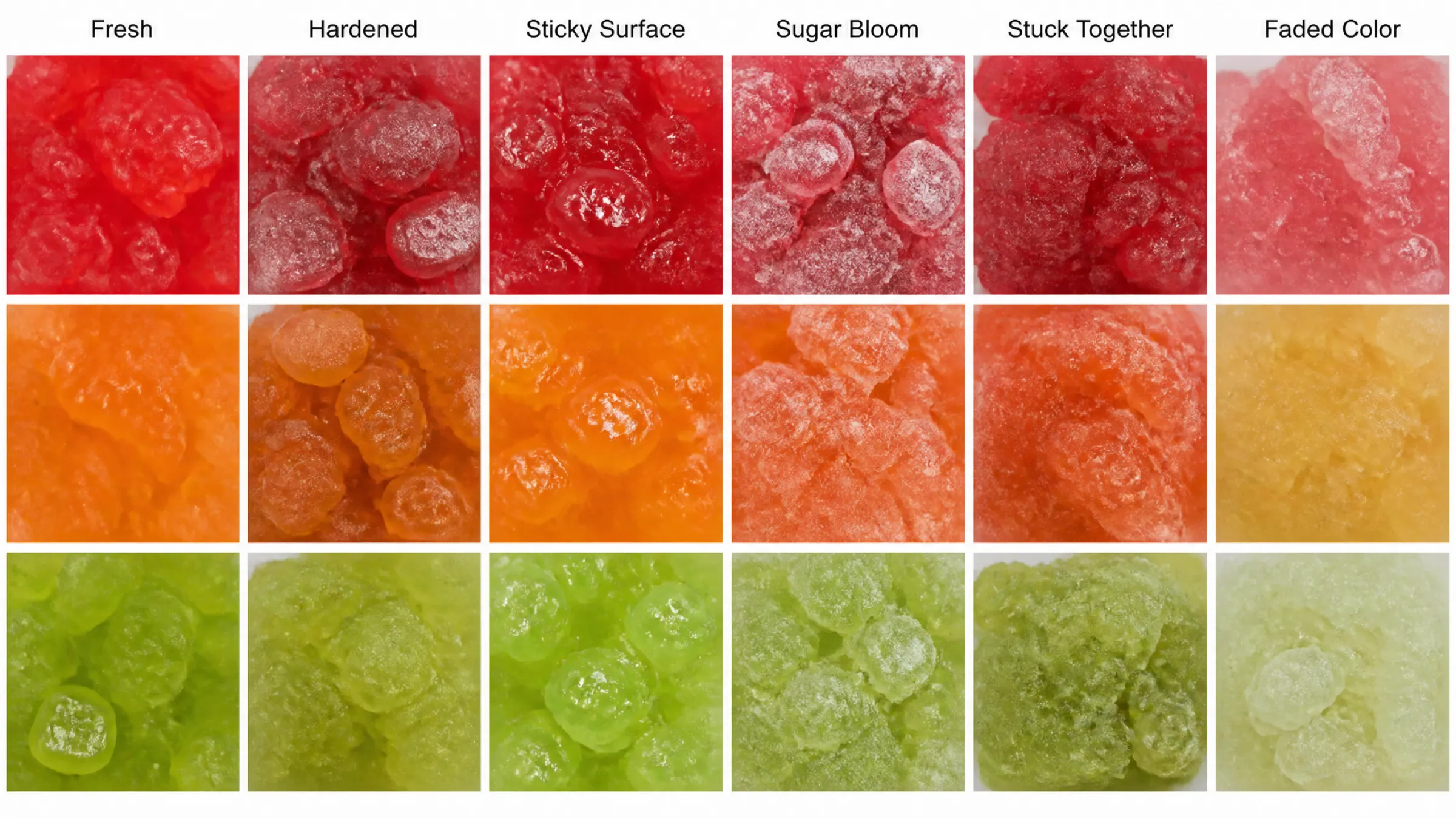 3.Gelatin gummy softening and sticking after hot-climate exposure