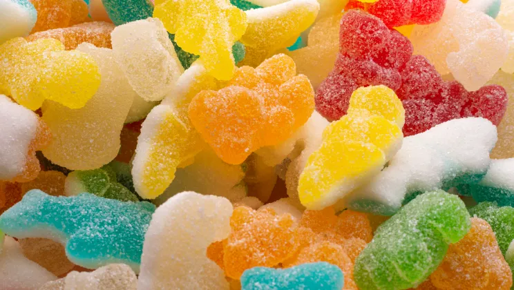 Various types of commercial gummy candies